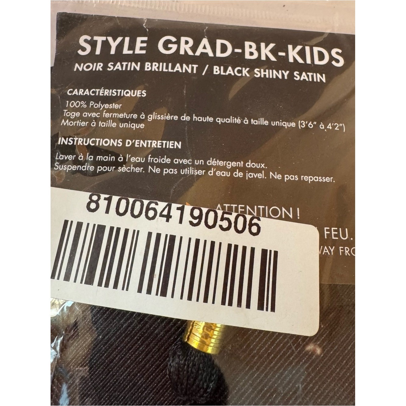 Party Expert Cap & Gown Pre-School Kindergarten Black One Size Nip Ceremony Play — image 2 of 4